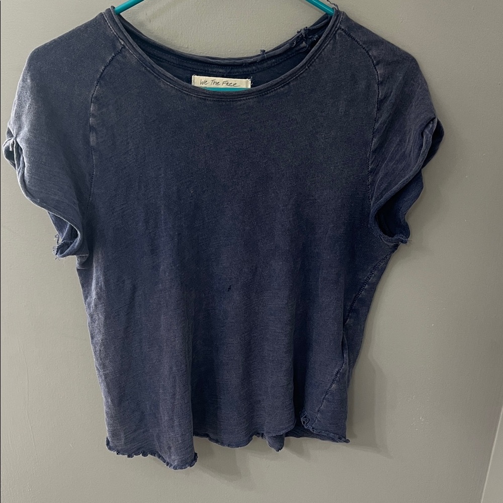 Free People Navy Short Sleeve Tee
